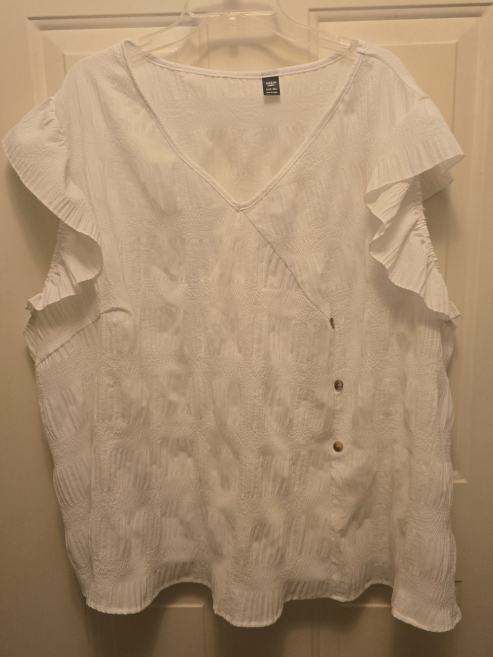 Shein Blouse Size 8XL Glow Eve CURVE Textured Ruffle Shirt